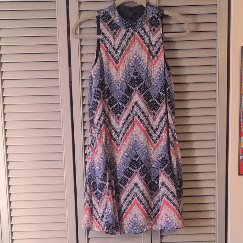 Chevron Pattern Sleeveless Dress